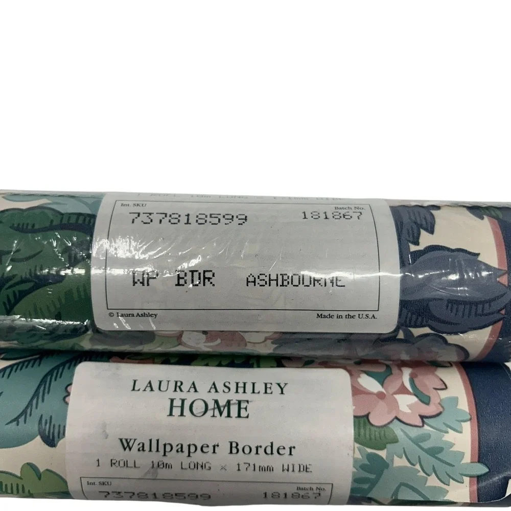 Laura Ashley Ashbourne‎ Floral Wallpaper Border 2 Rolls Vintage Cottagecore